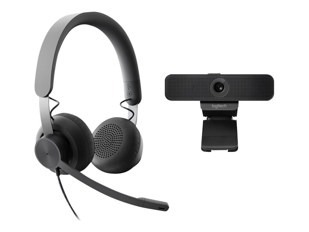 Logitech Zone UC Wired Noise Cancelling On-ear Headset with C925 Webcam - video conferencing kit