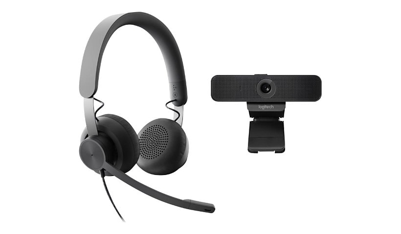 Logitech Zone UC Wired Noise Cancelling On-ear Headset with C925 Webcam - video conferencing kit