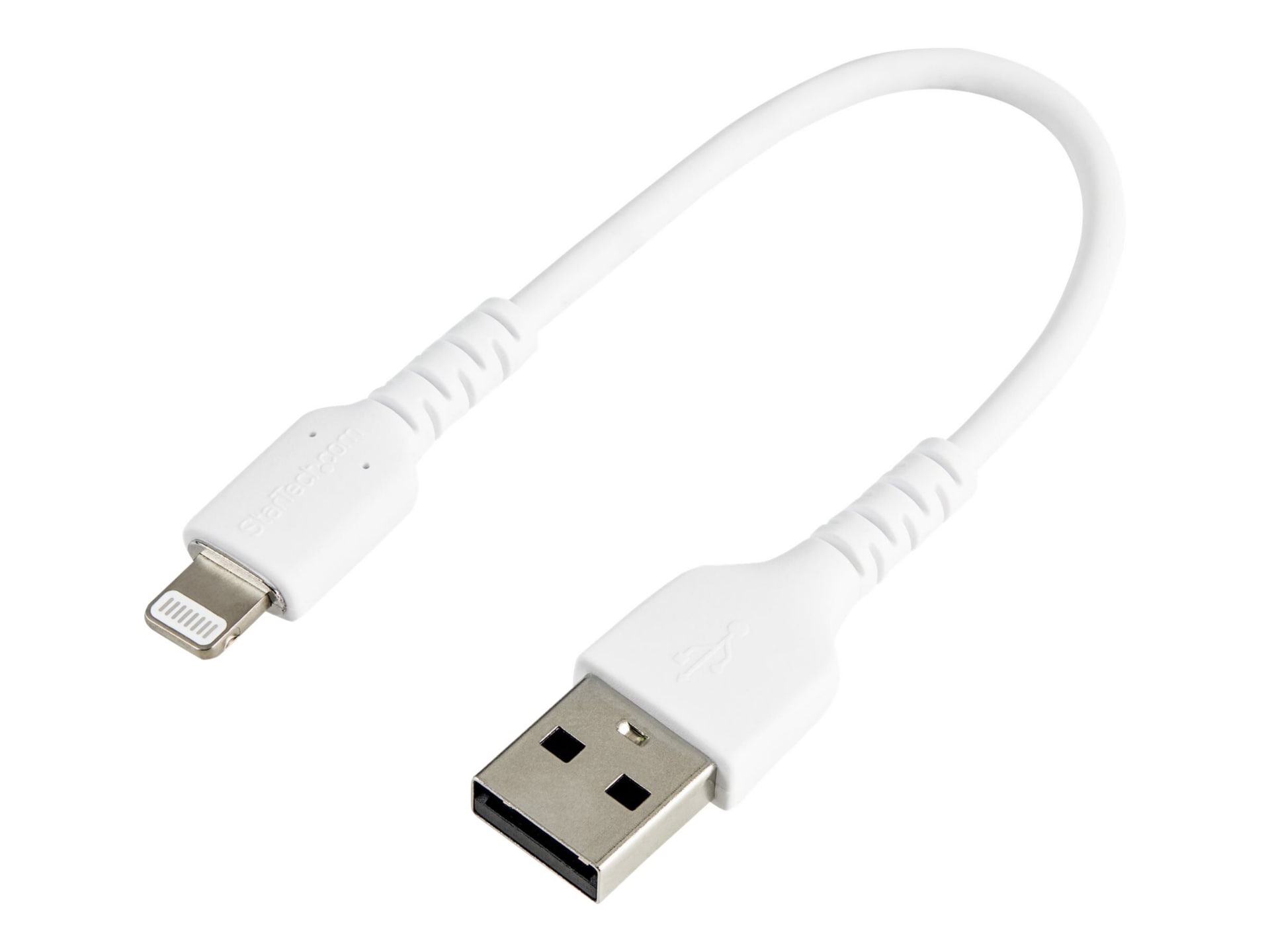 Câble durable StarTech.com de 15 cm (6 po) USB-A vers Lightning, homologué MFi, blanc