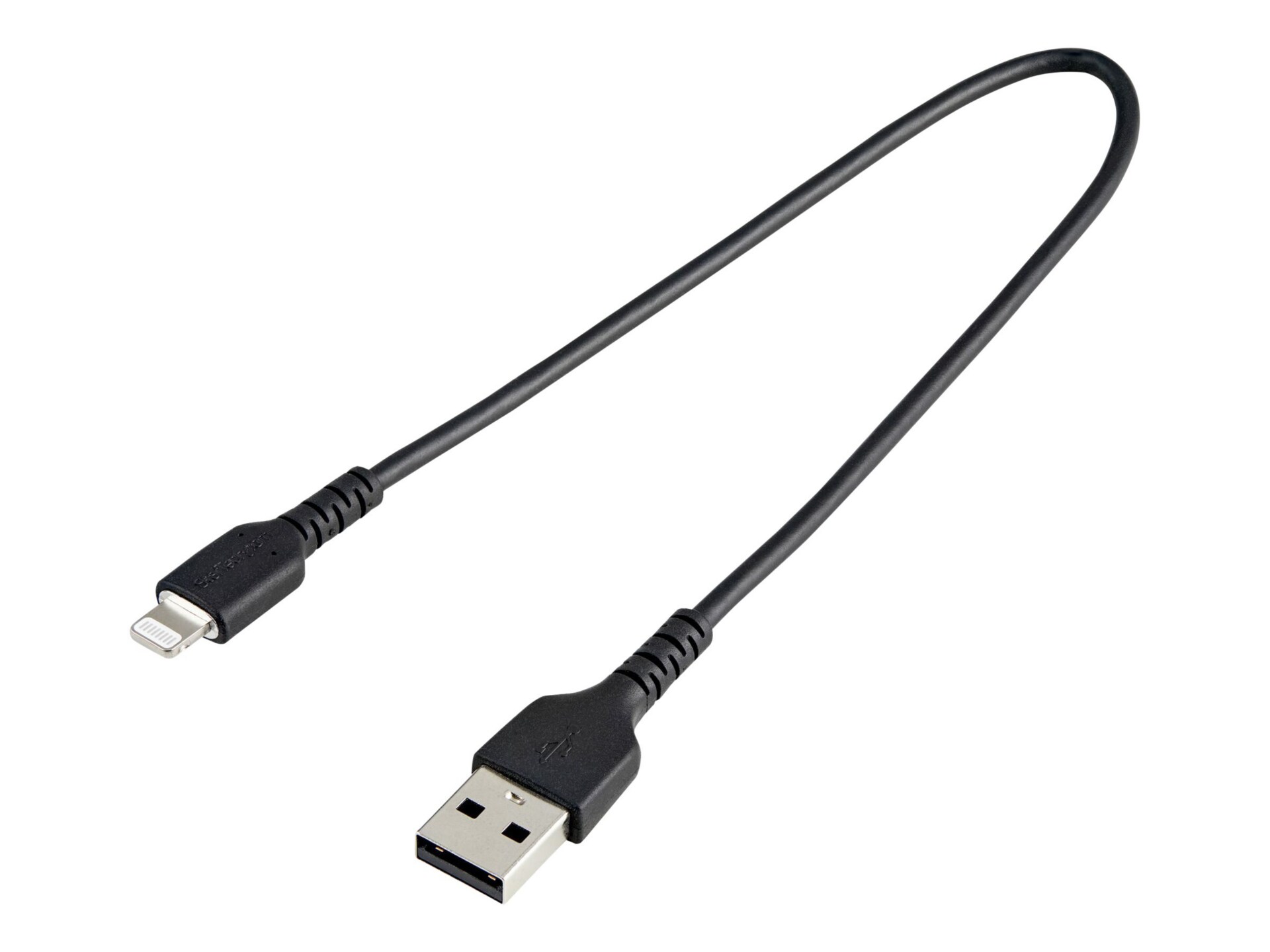 StarTech.com 12"/30cm Durable USB-A to Lightning Cable MFi Certified, Black