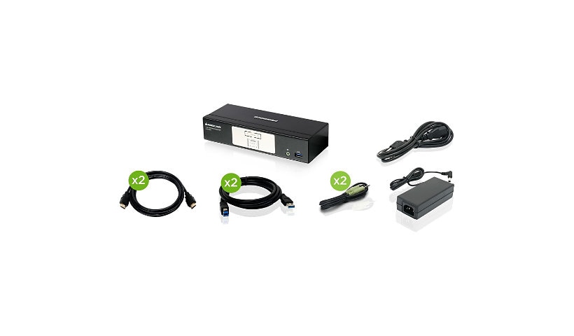 IOGEAR 2-Port 4K KVMP Switch with HDMI Connection, USB 3.0 Hub, and Audio (TAA)