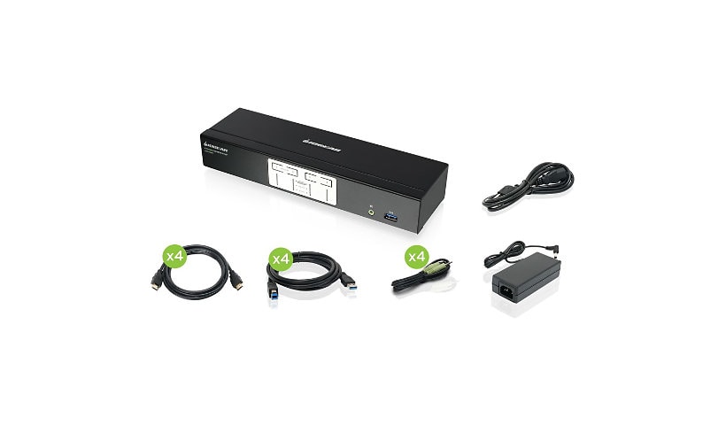 IOGEAR 4-Port 4K KVMP Switch with HDMI Connection, USB 3.0 Hub, and Audio (TAA)