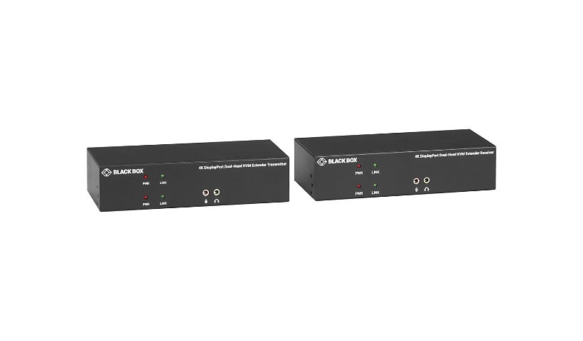 Black Box KVM Extender over CATx – 4K, Dual-Head, DisplayPort, USB 2.0