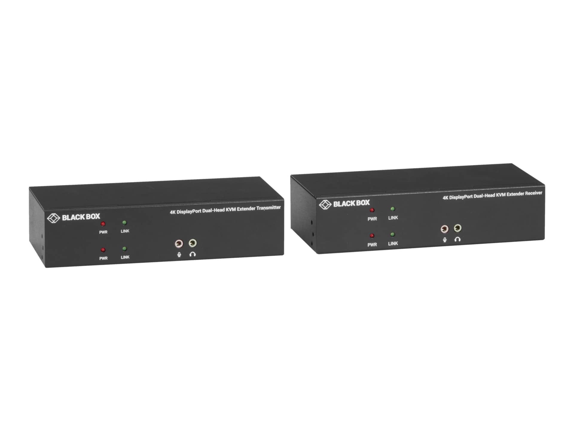 Black Box KVX Series KVM Extender over Fiber - 4K, Dual-Head, DisplayPort, USB 2.0 Hub, Serial, SFP, Audio, Local Video