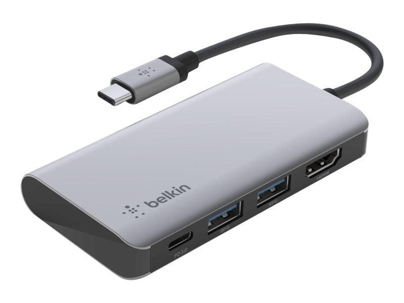 Belkin CONNECT 4-in-1 multiport hub adapter - USB-C - HDMI - Audio & Cables - CDW.com