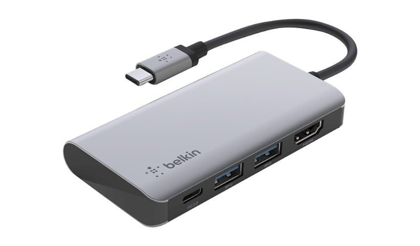 Belkin USB C Hub, 4-in-1 MultiPort Adapter Dock with 4K HDMI, USB-C 100W PD