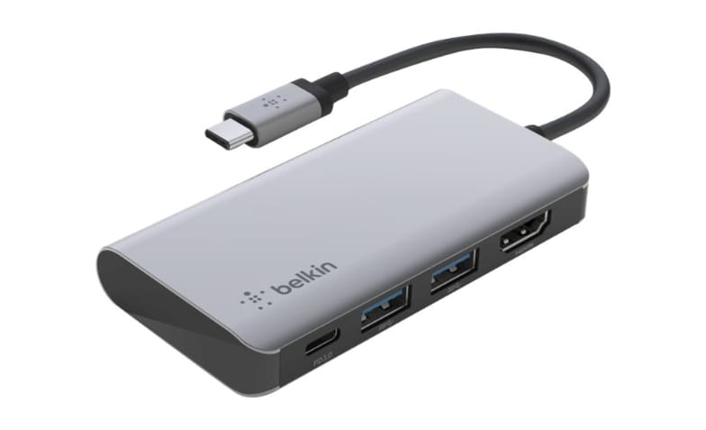 Udvalg Kvittering af Belkin CONNECT 4-in-1 multiport hub adapter - USB-C - HDMI - AVC006BTSGY -  Audio & Video Cables - CDW.com