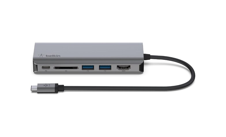 Belkin USB C 6-in-1 MultiPort Adapter with 4K HDMI, USB-C 100W PD, USB A,  Gigabit Ethernet Ports, SD Slot - AVC008BTSGY - Docking Stations & Port  Replicators 