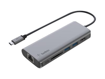 Thumbnail 3 of 10 for Belkin 6-Port USB-C Hub - USB-C to 2xUSB-A,1xUSB-C, 1xEthernet, 1x4K HDMI - 5 Gbps - 100W - Docking Station - Grey