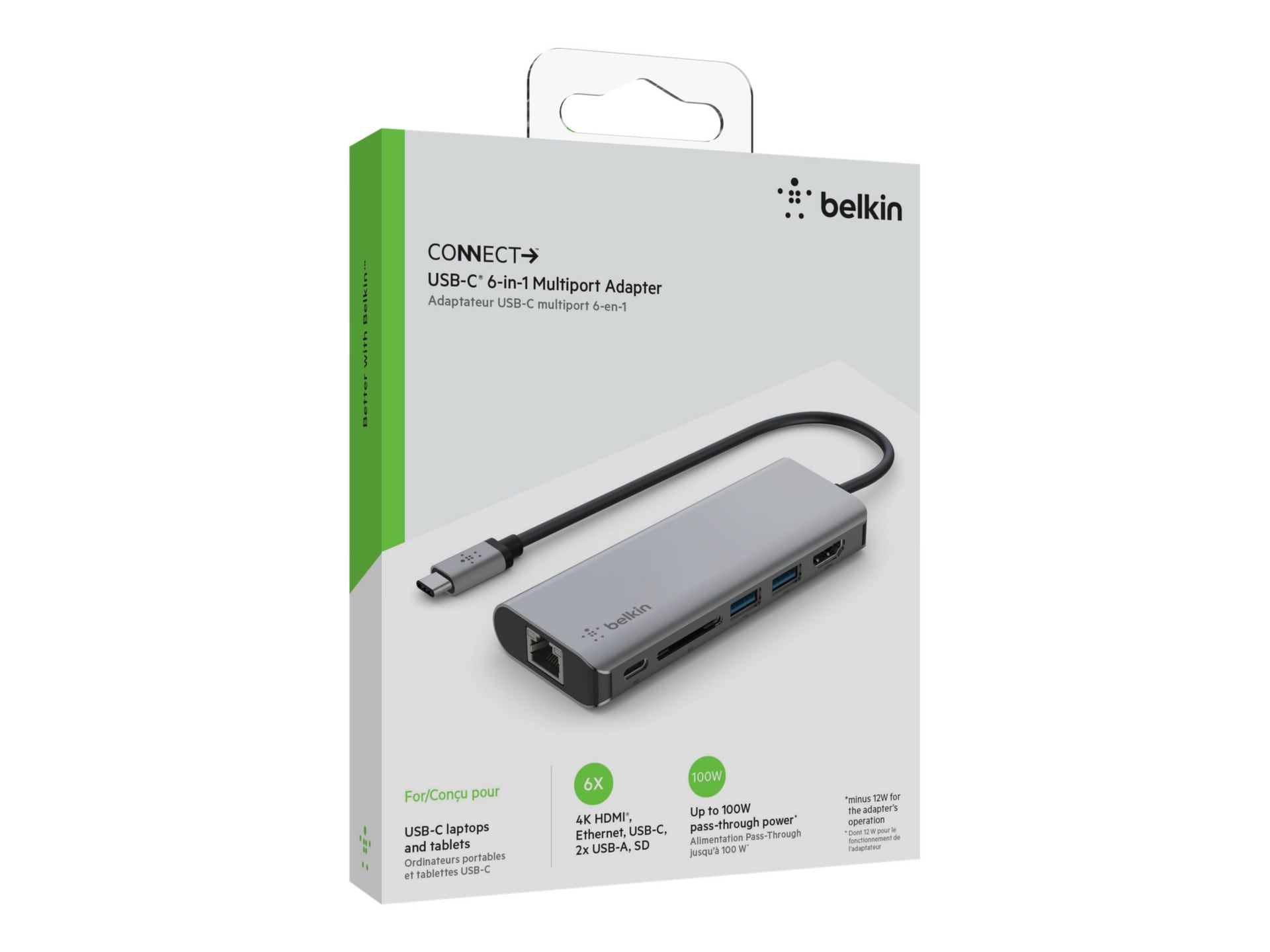 Thumbnail 6 of 10 for Belkin 6-Port USB-C Hub - USB-C to 2xUSB-A,1xUSB-C, 1xEthernet, 1x4K HDMI - 5 Gbps - 100W - Docking Station - Grey