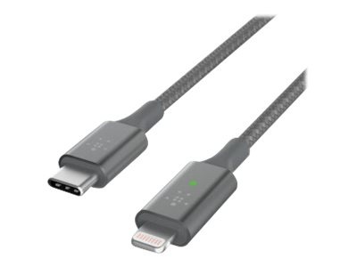 Belkin 4ft LED USB-C to Lightning Braided Cable MFI Certified - Gray
