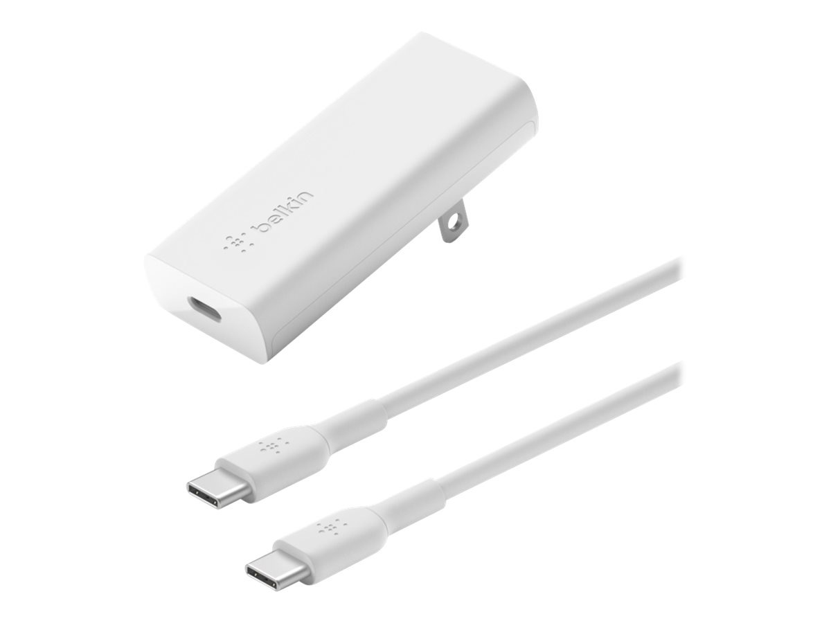 Belkin 20W Portable GaN Wall Charger - 1xUSB-C (20W) - with USB-C to USB-C Cable - Power Adapter - White