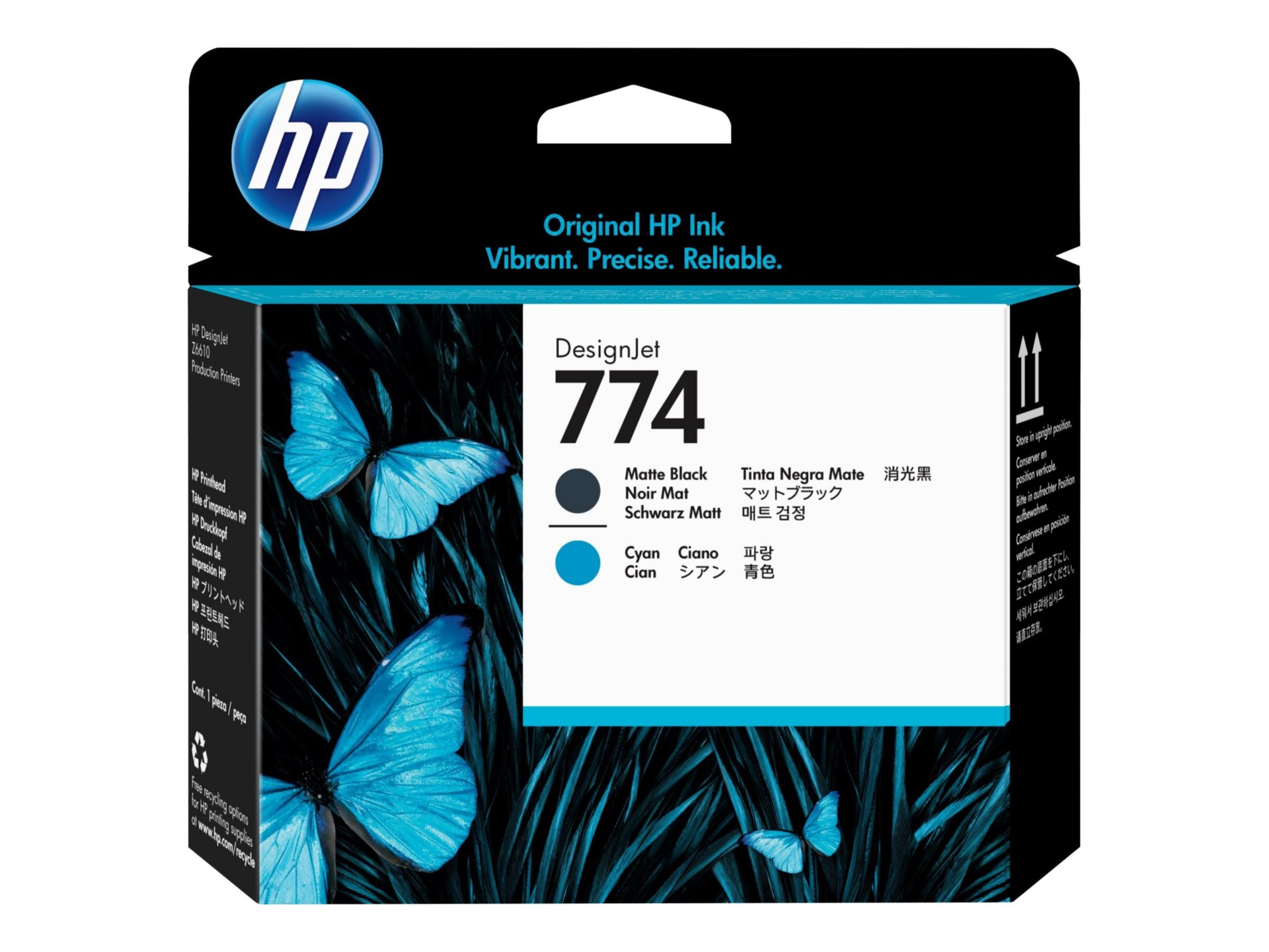 HP 774 Original Inkjet Printhead - Matte Black, Matte Cyan Pack