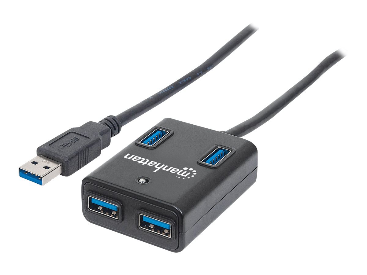 Manhattan USB-A 4-Port Hub, 4x USB-A Ports, 5 Gbps (USB 3.2 Gen1 aka USB 3.