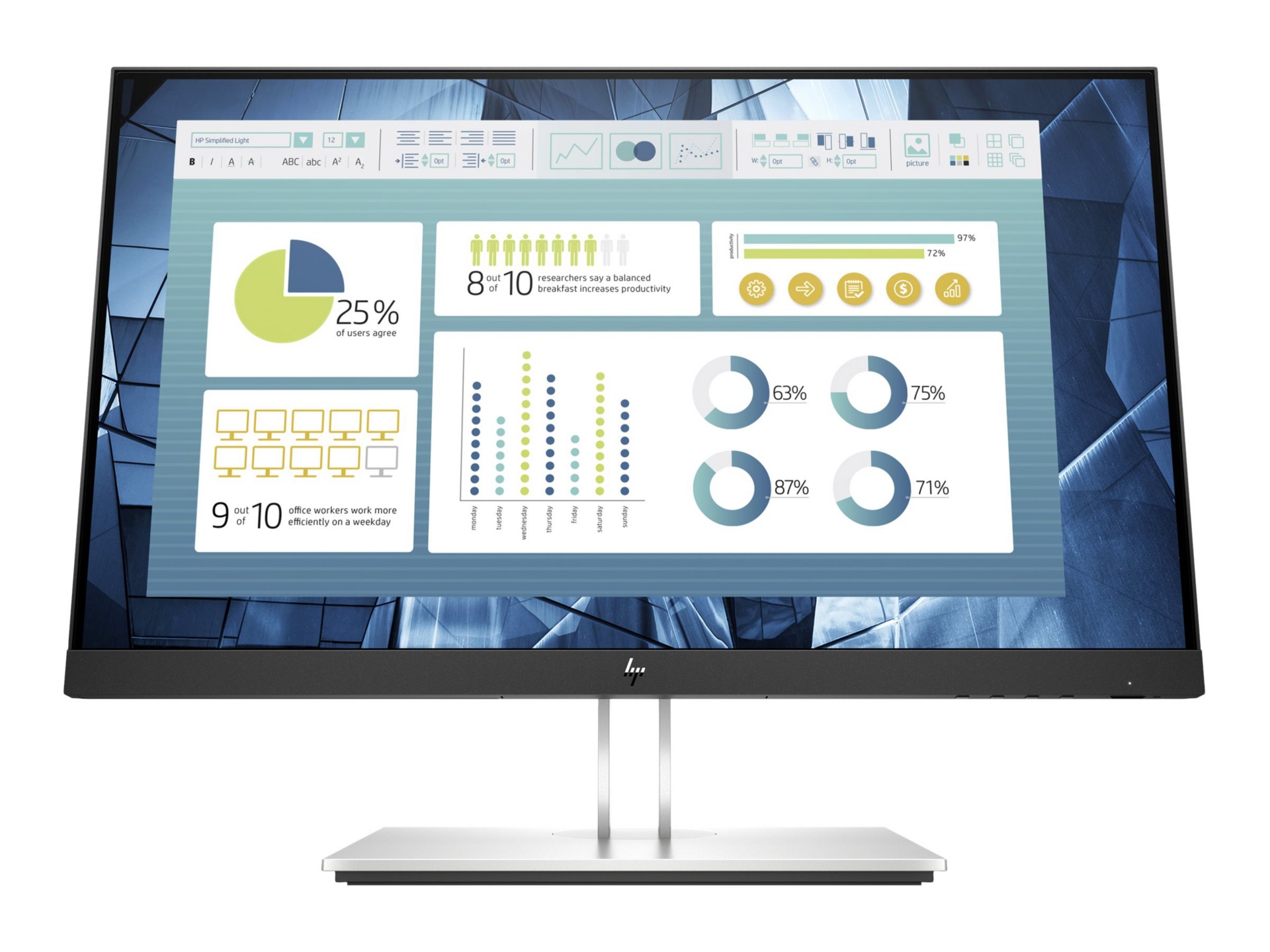 HP E22 G4 22" Class Full HD LCD Monitor - 16:9 - Black, Silver