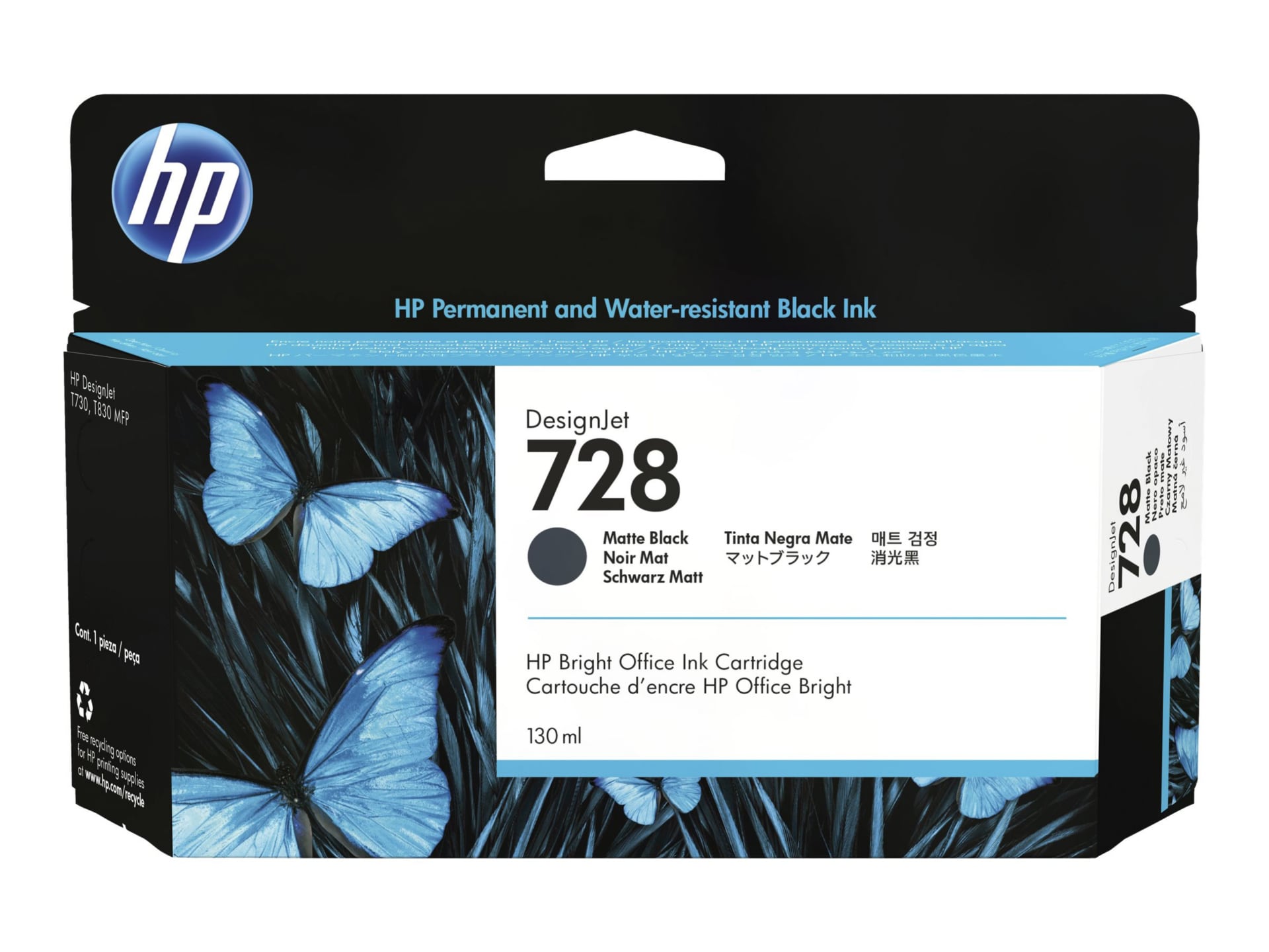 HP 728 Original Inkjet Ink Cartridge - Matte Black Pack