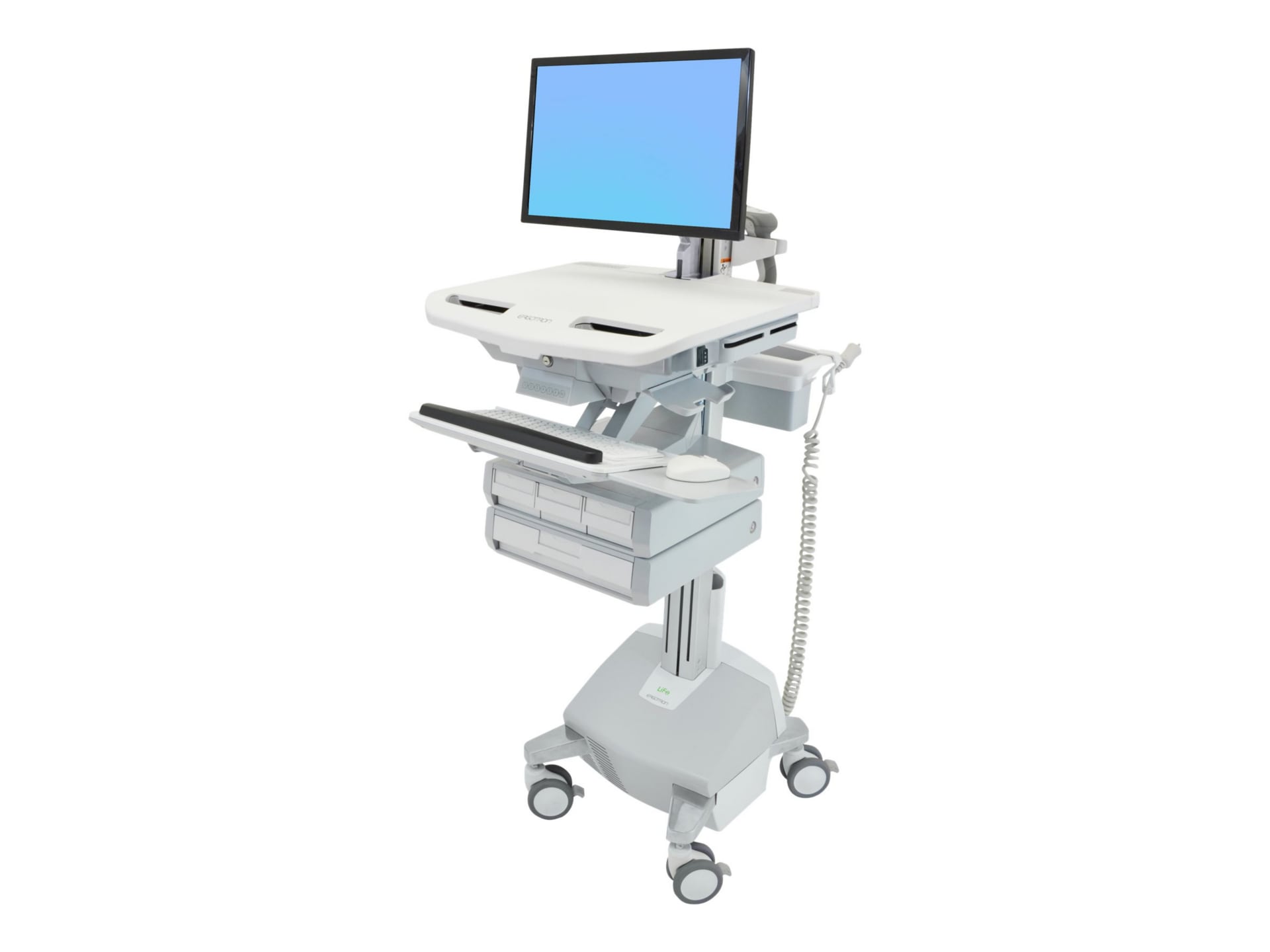 Ergotron StyleView Electric Lift Cart with LCD Arm, LiFe Powered, 4 Drawers