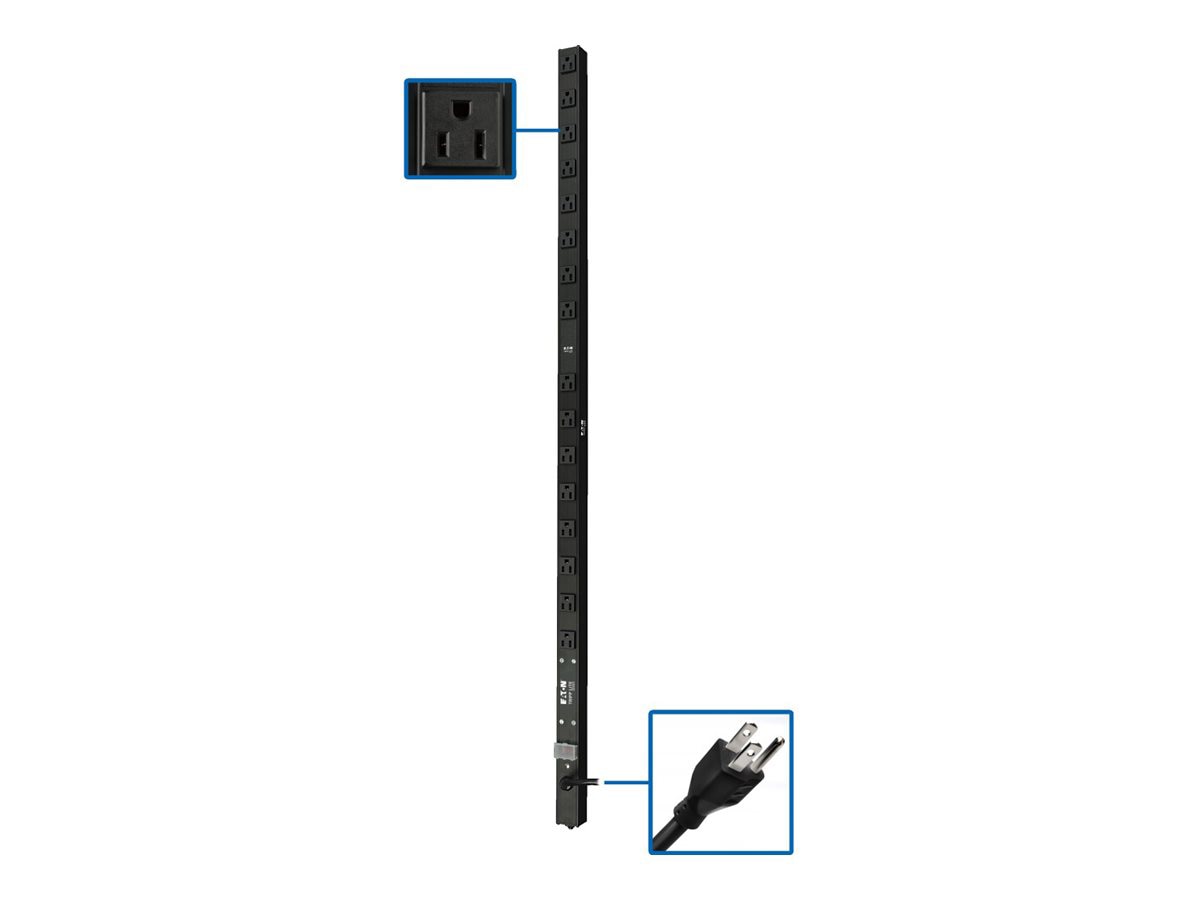 Tripp Lite PDU Basic 1.44kW 120V Single-Phase - 16 NEMA 5-15R Outlets, 5-15P Input, 15 ft. Cord, 48 in. 0U Rack - power