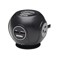 Tripp Lite Surge Protector 3-Outlet 4 USB Ports Spherical Black 6ft Cord