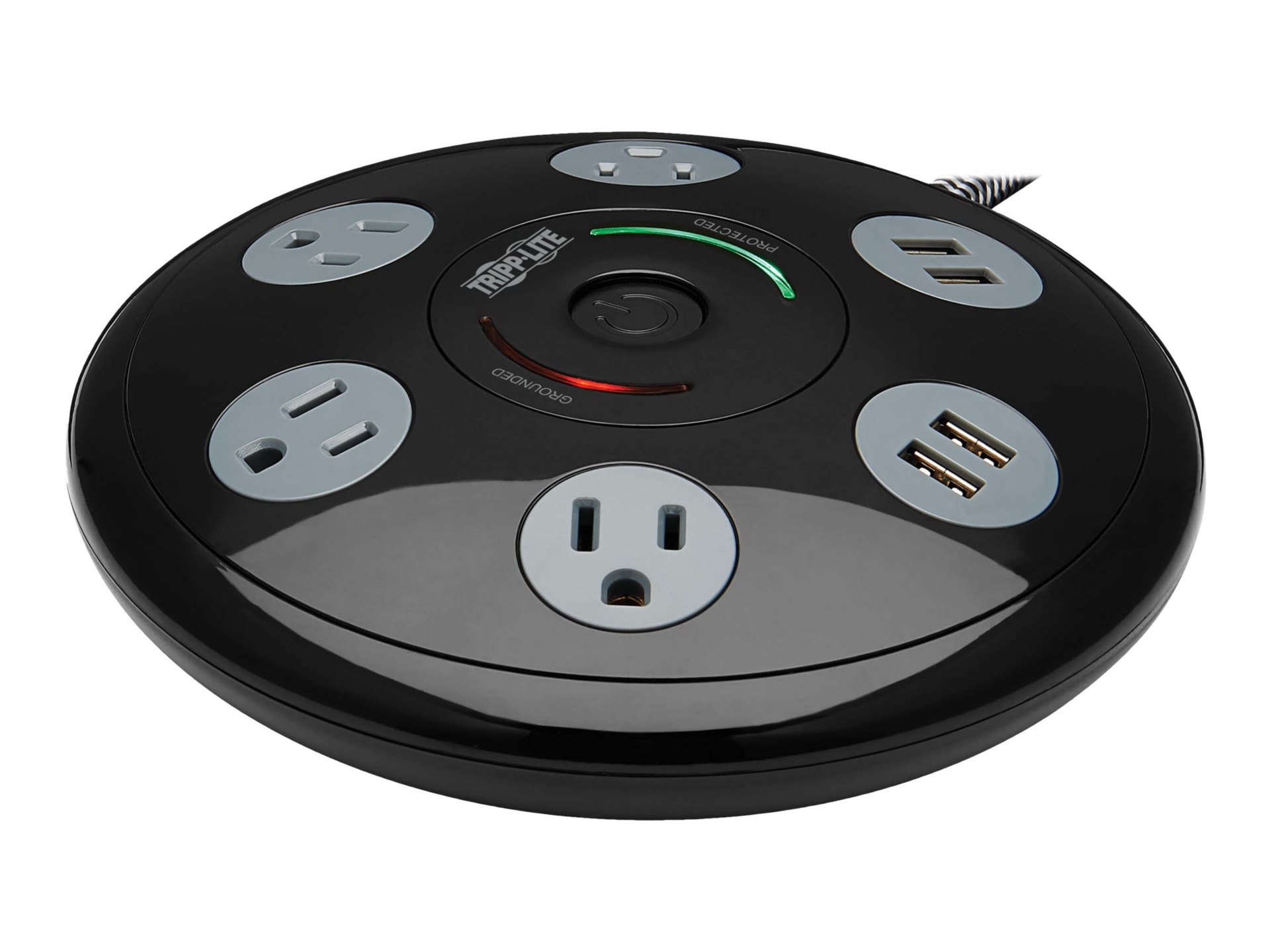 Eaton Tripp Lite Series Conference Power Surge Protector 4 NEMA 5-15R Outlets, 4 USB-A Ports, 6-ft. 1.83 m Cord, Black