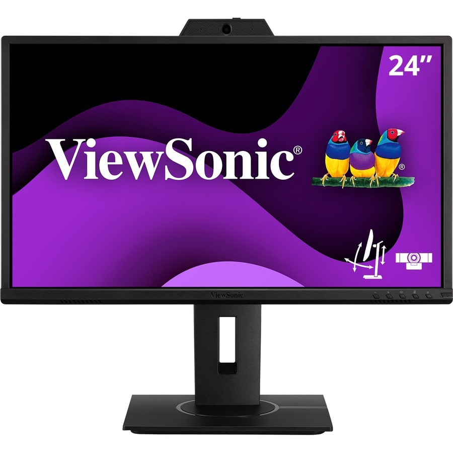 ViewSonic Ergonomic VG2440V - 1080p Webcam Monitor with 2MP Camera, Microphone, HDMI, DisplayPort, VGA - 250 cd/m² - 24"