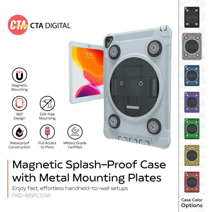 CTA Digital: Magnetic Splash-Proof Case with Metal Mounting Plates for iPad 7th & 8th Gen 10.2?, iPad Air 3 & iPad Pro