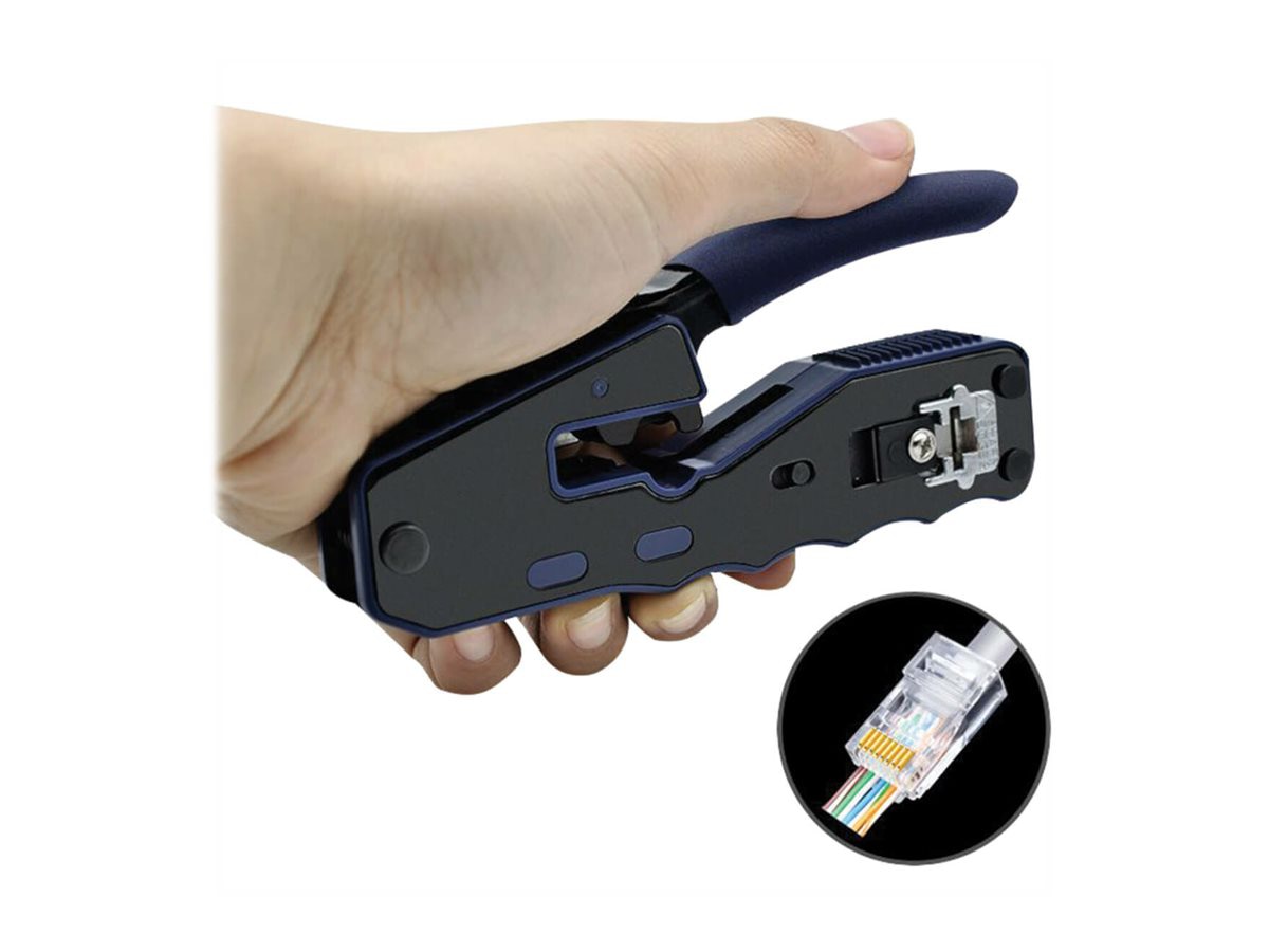 Crimping Tool with Cable Stripper for Pass-Through RJ45 Plugs - Thumbnail 2