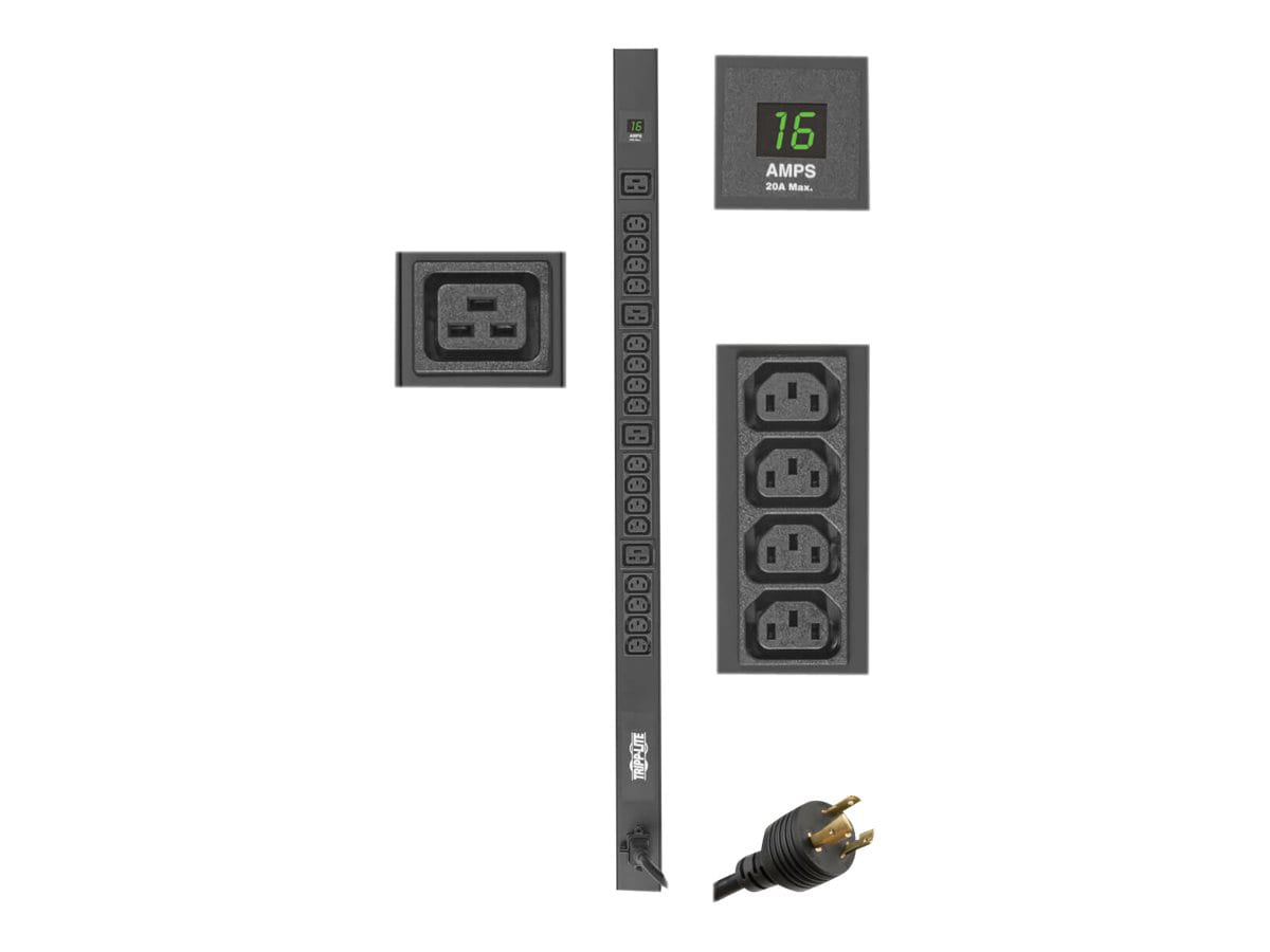 Tripp Lite PDU Metered 3.2-3.8kW 200-240V Single-Phase - 16 C13 & 4 C19 Outlets, C20/L6-20P Input, 10-ft. (3.05 m) Cord,