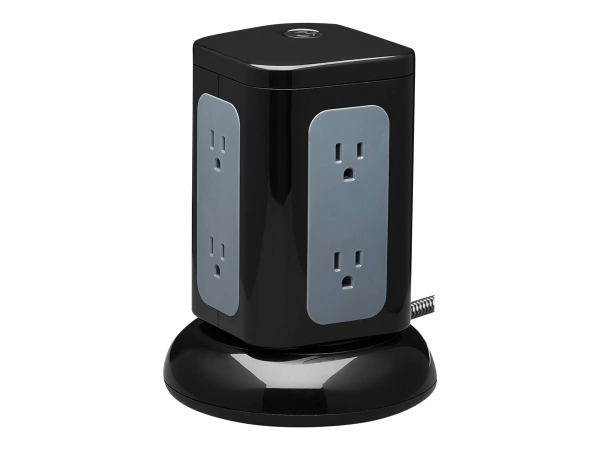 Tripp Lite Surge Protector Tower 6-Outlet 3x USB-A 1x USB C 8ft Cord Black