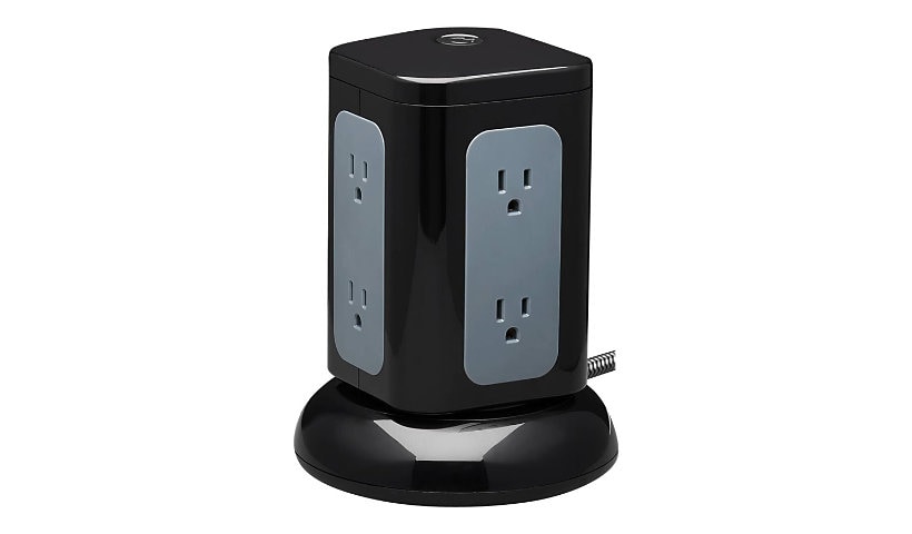 Tripp Lite 6-Outlet Surge Protector Tower, 3x USB-A, 1x USB-C, 8 ft. Cord, 5-15P Plug, 1800 Joules, Black - surge