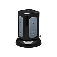 Tripp Lite Surge Protector Tower 6-Outlet 3x USB-A 1x USB C 8ft Cord Black