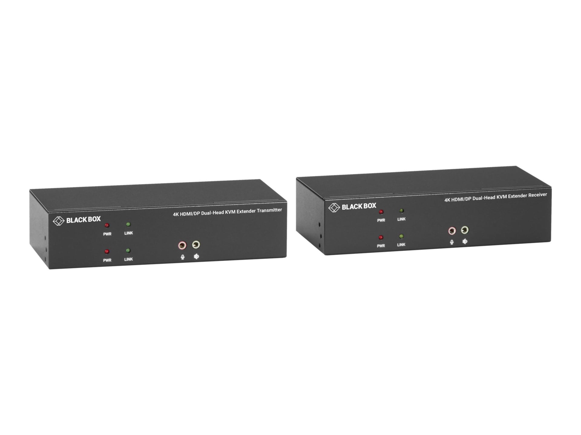 Black Box KVX Series KVM Extender over CATx - 4K, Dual-Head, HDMI/DisplayPort, USB 2.0, Serial, Audio, Local Video - KVM