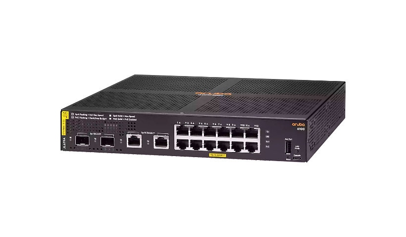 HPE Aruba 6100 12G Class4 PoE 2G/2SFP+ 139W Switch - switch - 16 ports - managed - rack-mountable