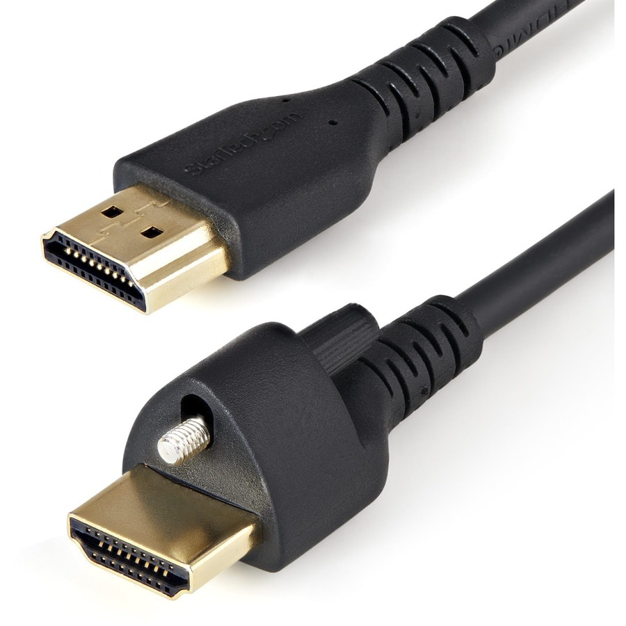 StarTech.com 1m(3ft) HDMI Cable with Locking Screw, 4K 60Hz HDR High Speed HDMI 2.0 Cable with Ethernet, Secure Locking