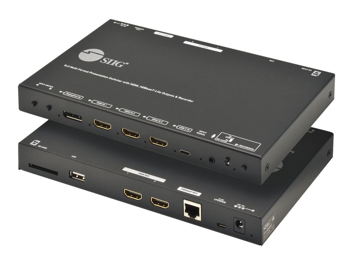Thumbnail 2 of 2 for SIIG 5x3 Multi-Format 4K 60Hz Presentation Switcher & Recorder 5x3 switcher / AV recorder / HDBaseT converter - TAA