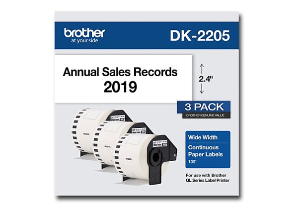 100 Rolls DK-2205 Brother Compatible Thermal Label Includes 1 Reusable Cartridge 