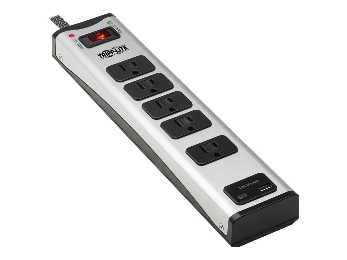 Tripp Lite Surge Protector Power Strip 5-Outlet Metal USB-A USB C Charging