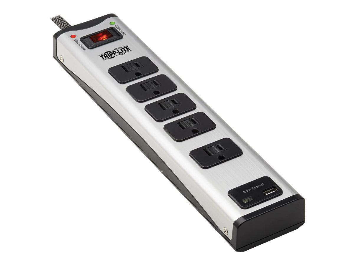 Tripp Lite Surge Protector Power Strip 5-Outlet Metal USB-A USB C Charging 3.9A Shared - surge protector - 1800 Watt