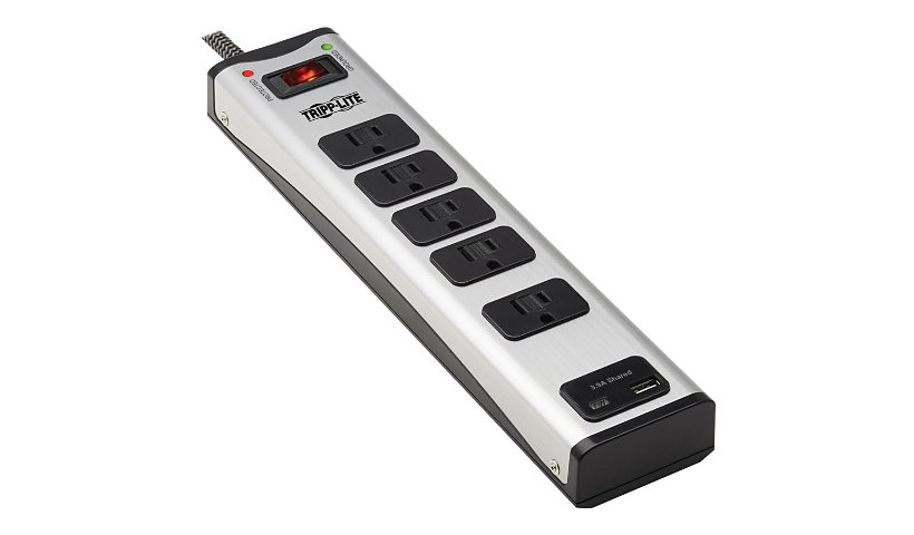 Tripp Lite Surge Protector Power Strip 5-Outlet Metal USB-A USB C Charging 3.9A Shared - surge protector - 1800 Watt