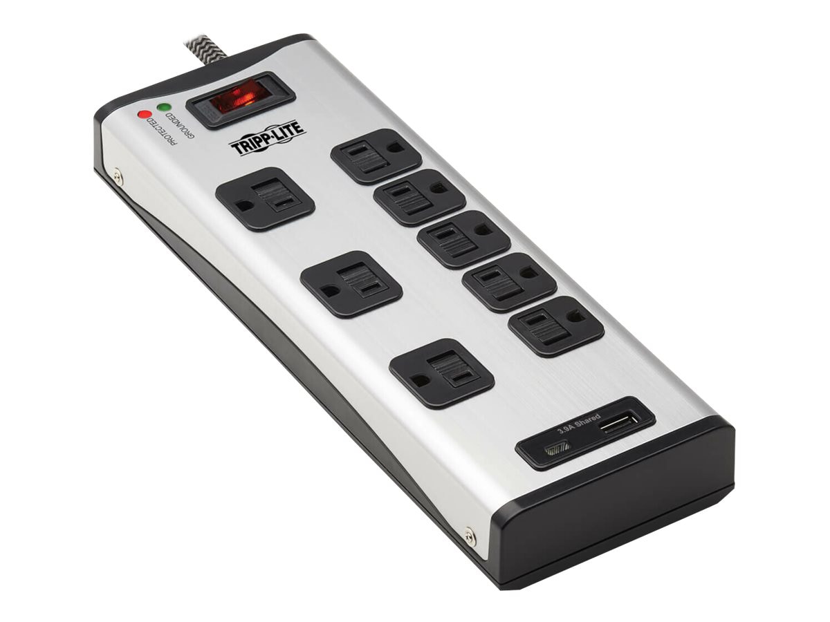 Tripp Lite Surge Protector Power Strip 8-Outlet Metal USB-A USB C Charging