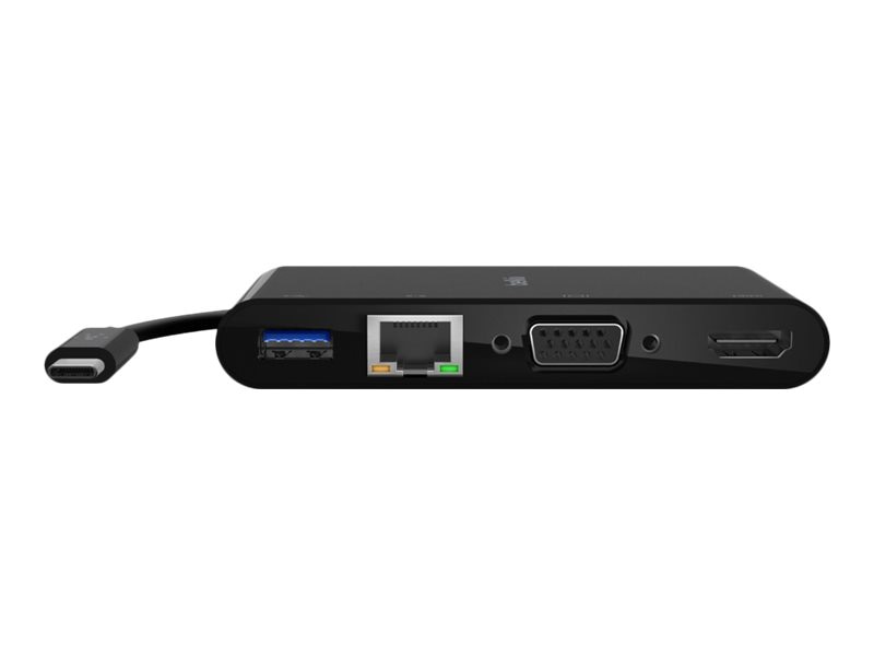 Belkin USB-C Multiport Adapter, USB-C to HDMI - USB A 3.0 - VGA, up to 100W Power Delivery, up 4k Resolution