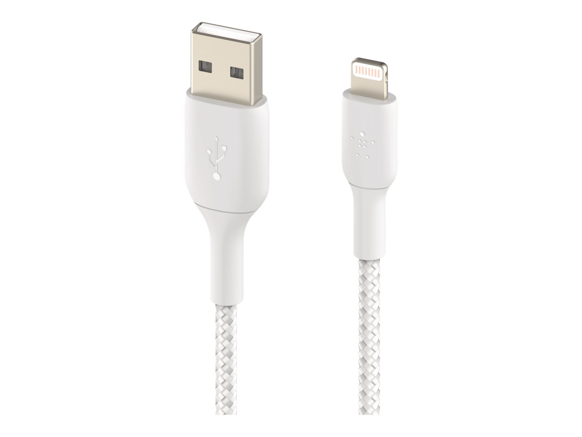 Belkin 6' Lightning to USB-A 2.0 Braided Cable - M/M -6ft/2M - White