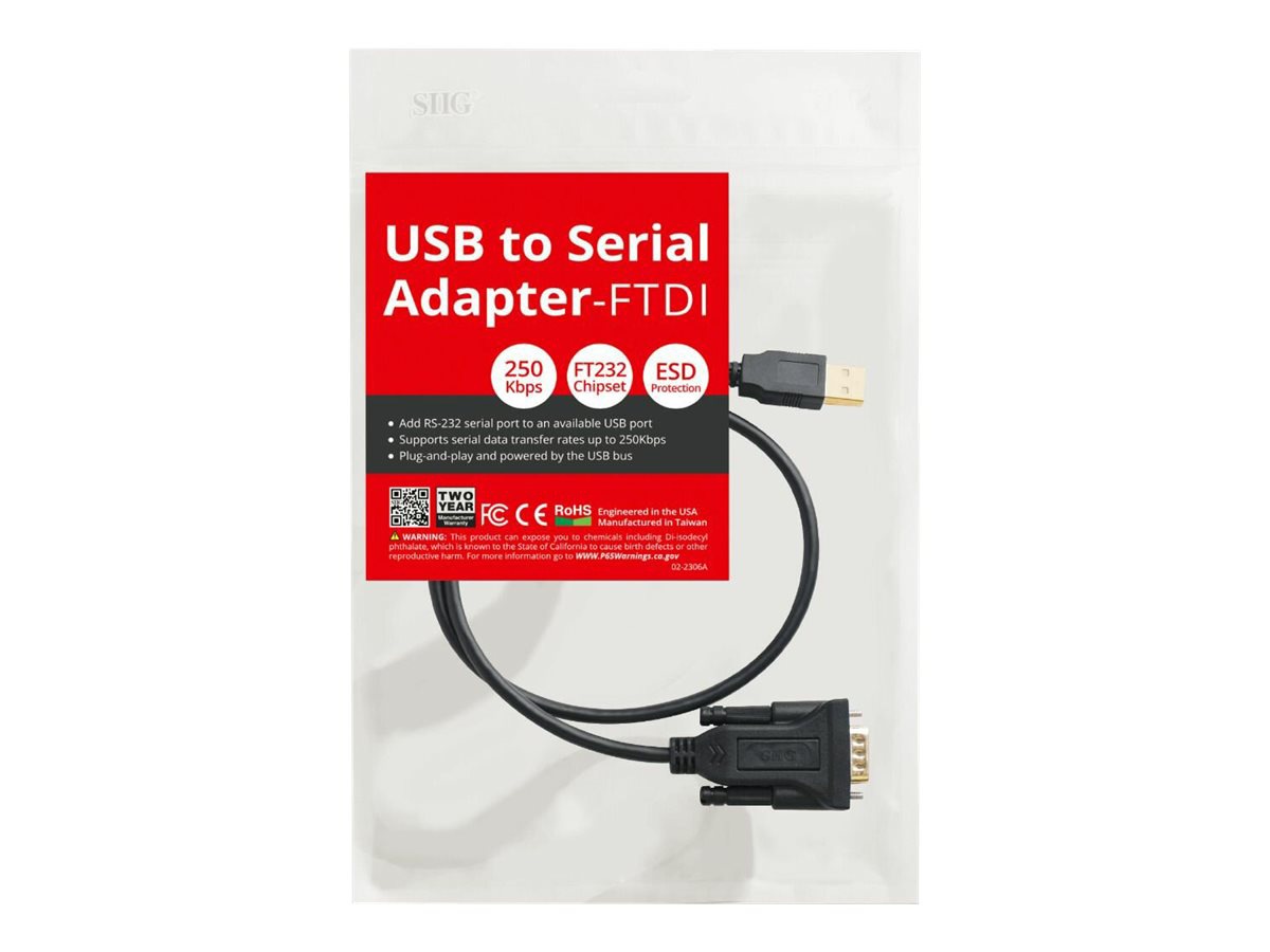 Thumbnail 3 of 7 for SIIG USB to Serial Adapter - FTDI - serial adapter - USB 2.0 - RS-232 - TAA Compliant