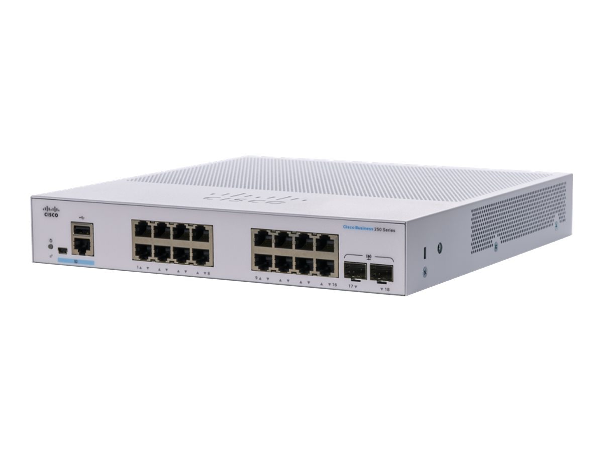 Cisco Business 250 Series CBS250-16T-2G - switch - 18 ports - smart - rack-mountable
