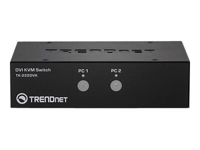 TRENDnet 2-Port DVI KVM Switch with Audio, Manage Two PC's, Hot-Keys, USB 2.0, Metal Housing, Use with a DVID-D Monitor,