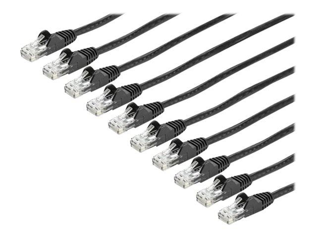 StarTech.com 6' CAT6 Ethernet Cable - 10 Pack - Black Cord - Snagless - ETL
