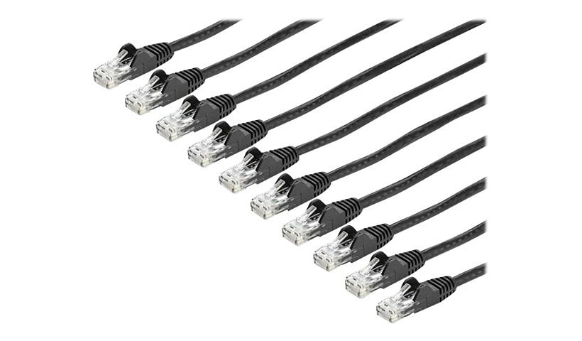 StarTech.com 6 ft. CAT6 Ethernet Cable - 10 Pack - ETL Verified - Black CAT6 Patch Cord - Snagless RJ45 Connectors - 24