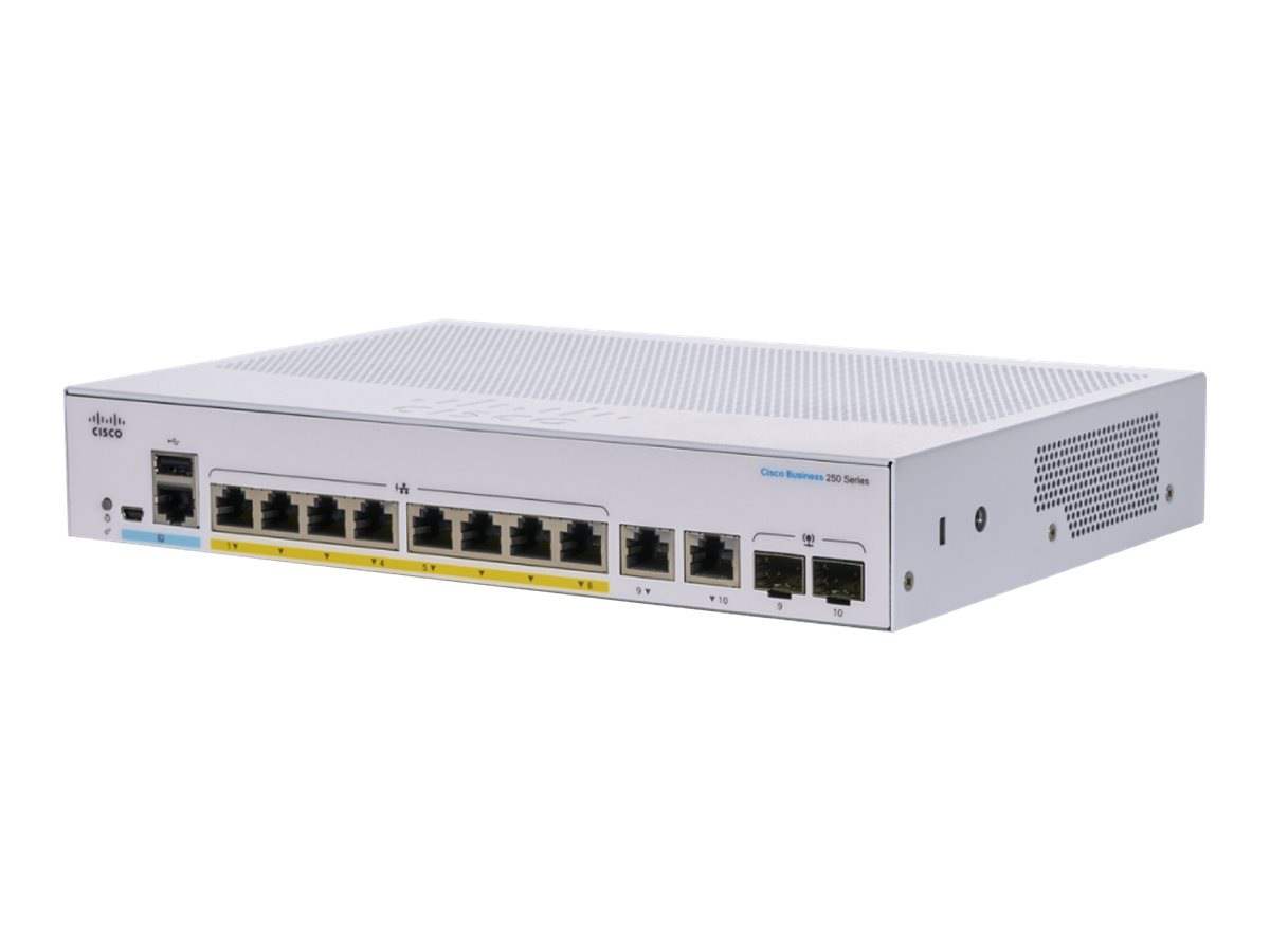 Cisco Business 250 Series CBS250-8P-E-2G - switch - 10 ports - smart - rack-mountable