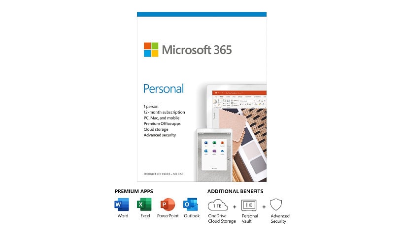 Microsoft 365 Personnel - version boîte (1 an) - 1 personne