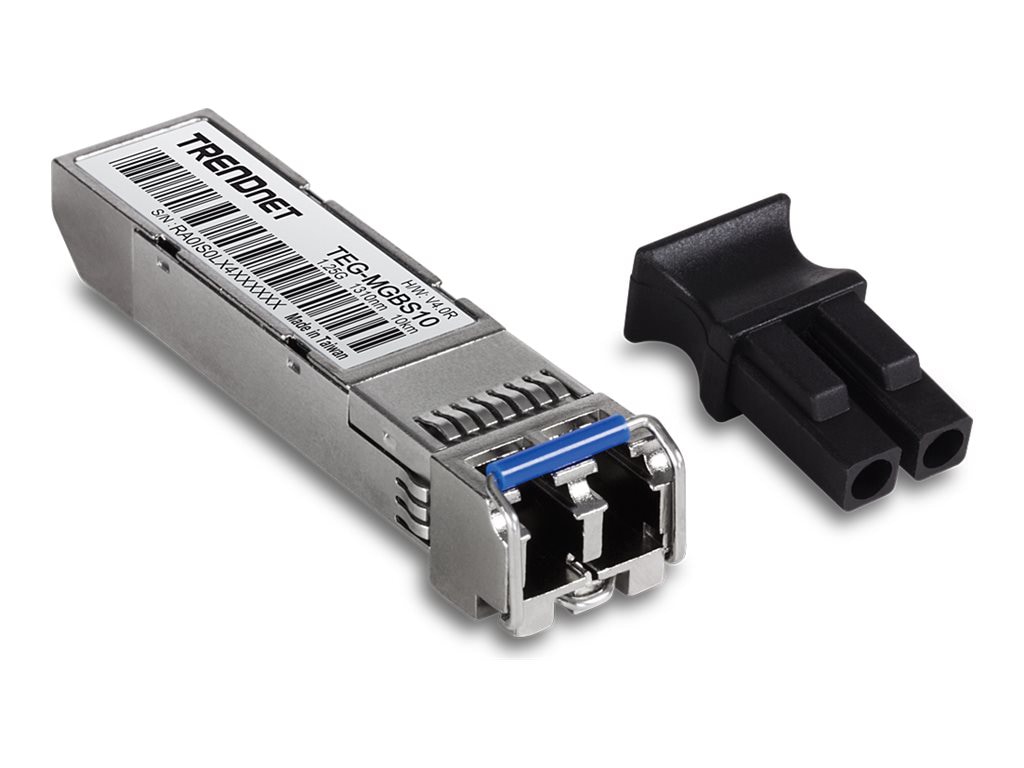 TRENDnet SFP Single-Mode LC Module 4-Pack; TEG-MGBS10/4; For Single Mode Fiber; Distances up to 10km(6.2 Miles); Gigabit